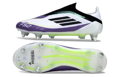 Messi x Adidas F50 Elite Laceless SG - Purple/Electric Green/White