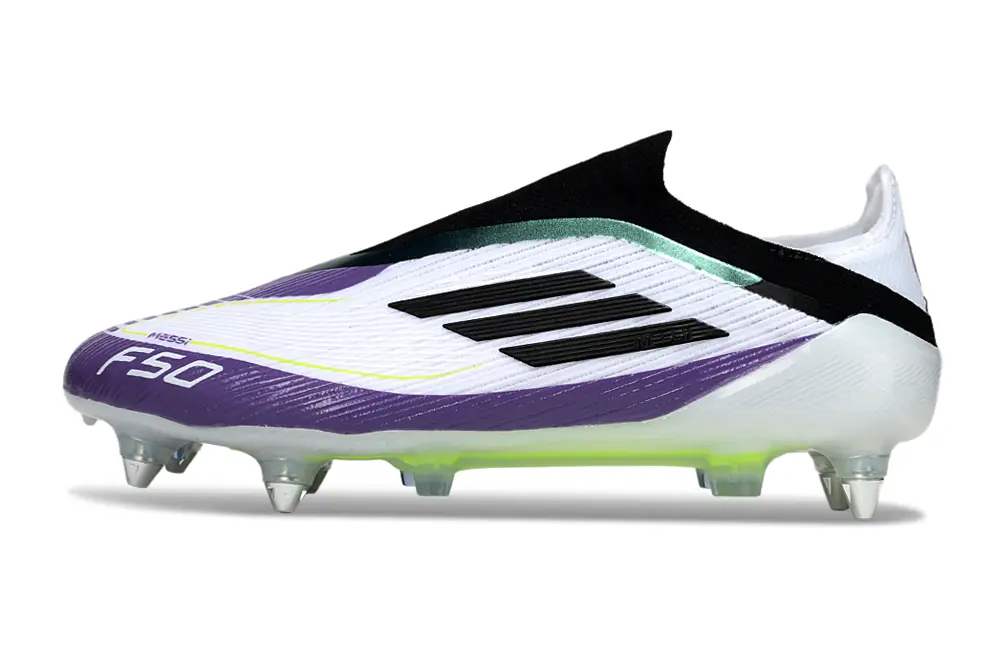 Messi x Adidas F50 Elite Laceless SG - Purple/Electric Green/White
