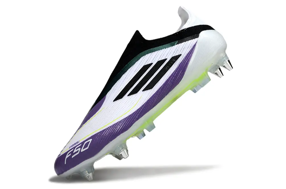 Messi x Adidas F50 Elite Laceless SG - Purple/Electric Green/White