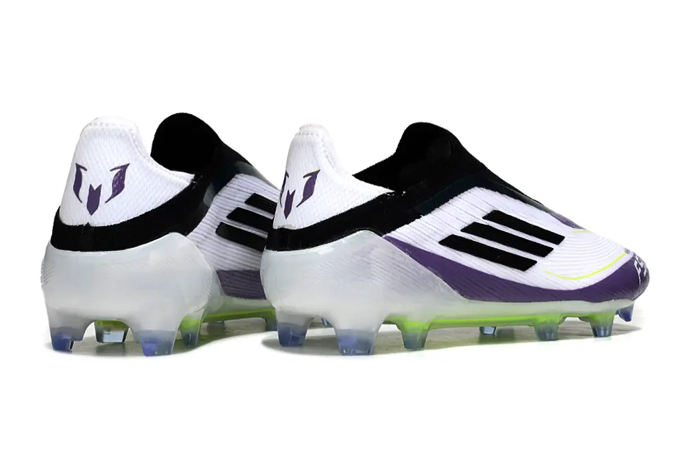 Messi x Adidas F50 Elite Laceless FG - White/Vibrant Purple/Electric Green
