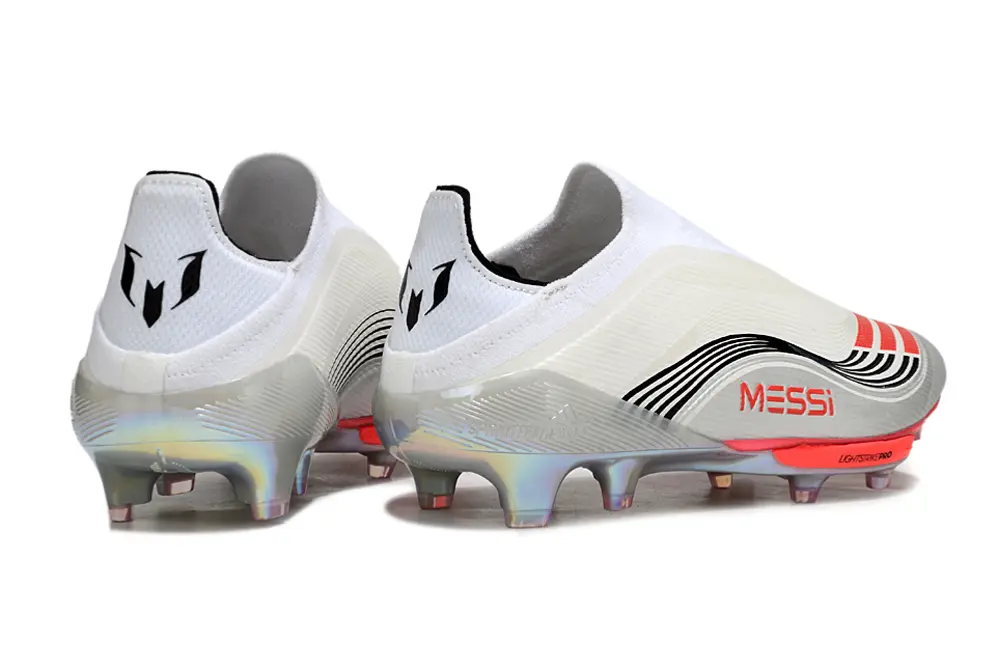 Messi x Adidas F50+ Lightstrike Elite Laceless FG - White/Neon Pink/Silver