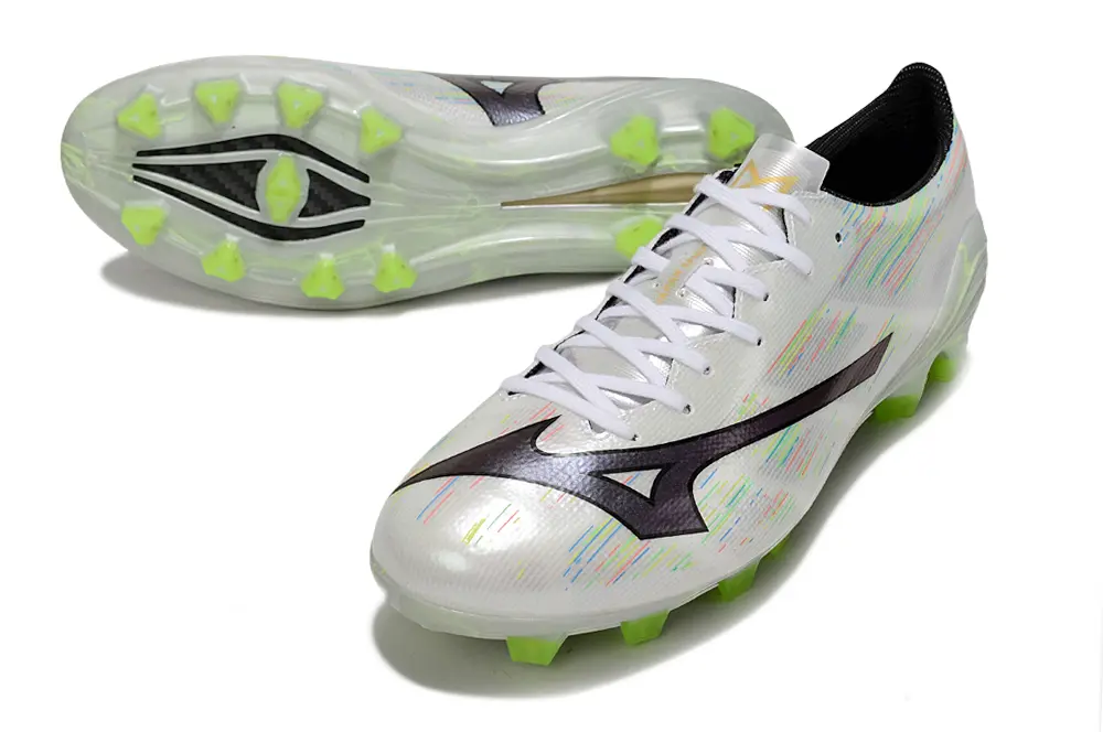 Mizuno Alpha II FG - White/Lime Green/Sleek Black