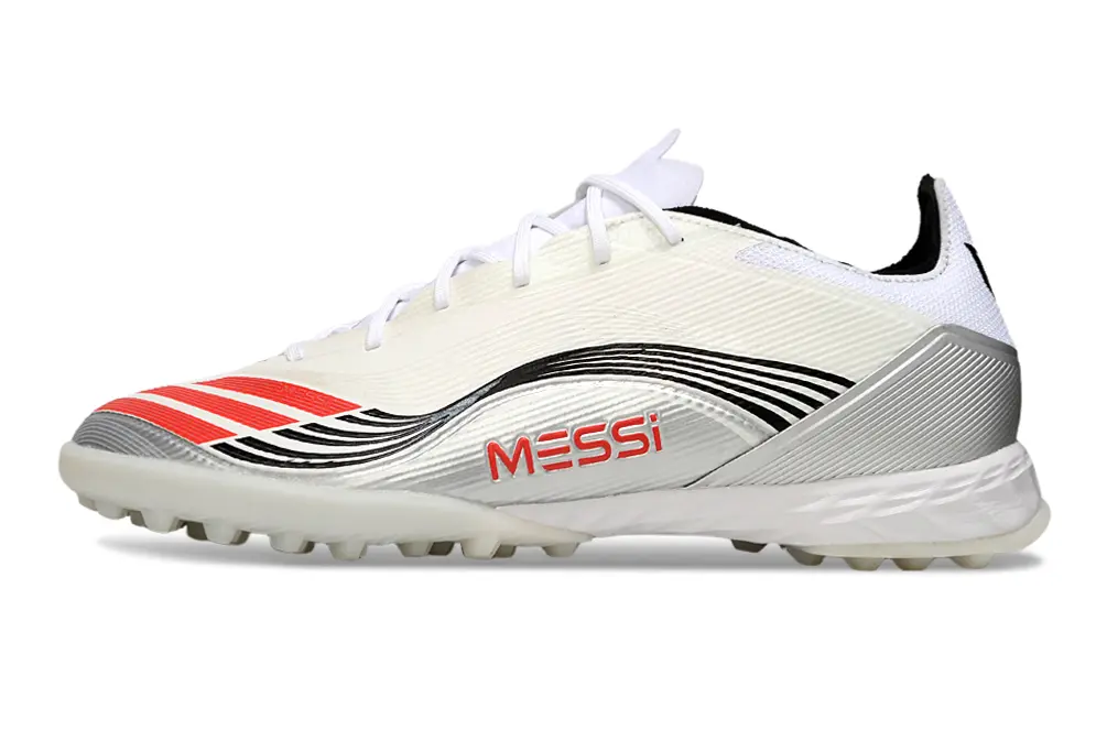 Messi x Adidas F50 Pro TF - White/Red Stripe/Silver Accent