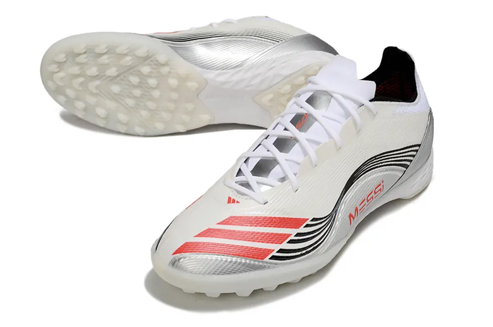 Messi x Adidas F50 Pro TF - White/Red Stripe/Silver Accent