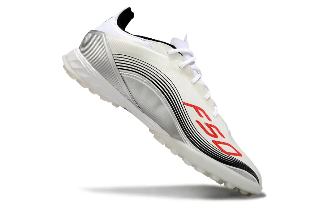 Messi x Adidas F50 Pro TF - White/Red Stripe/Silver Accent