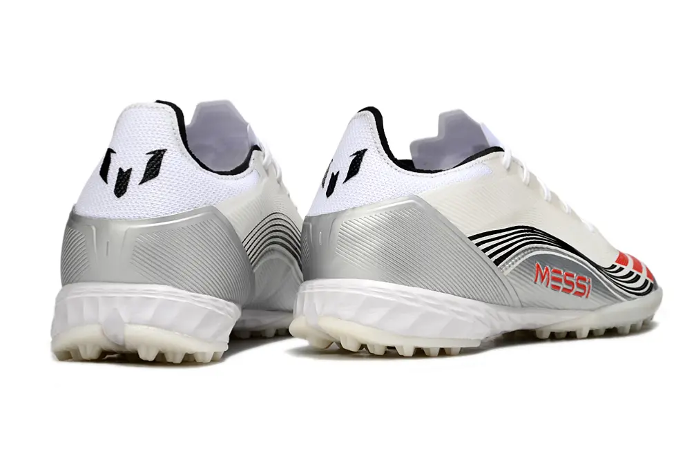 Messi x Adidas F50 Pro TF - White/Red Stripe/Silver Accent