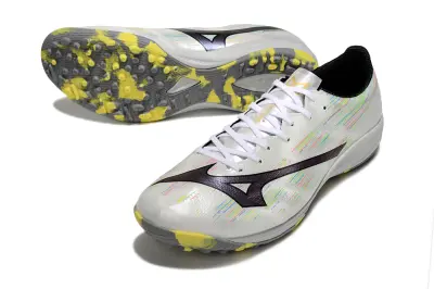 Mizuno Alpha II TF Astro Turf Soccer Shoes - White/Electric Yellow/Black