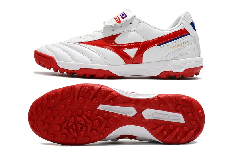 Mizuno Morelia Sala Classic TF - White/Crimson Red/Blue Accent