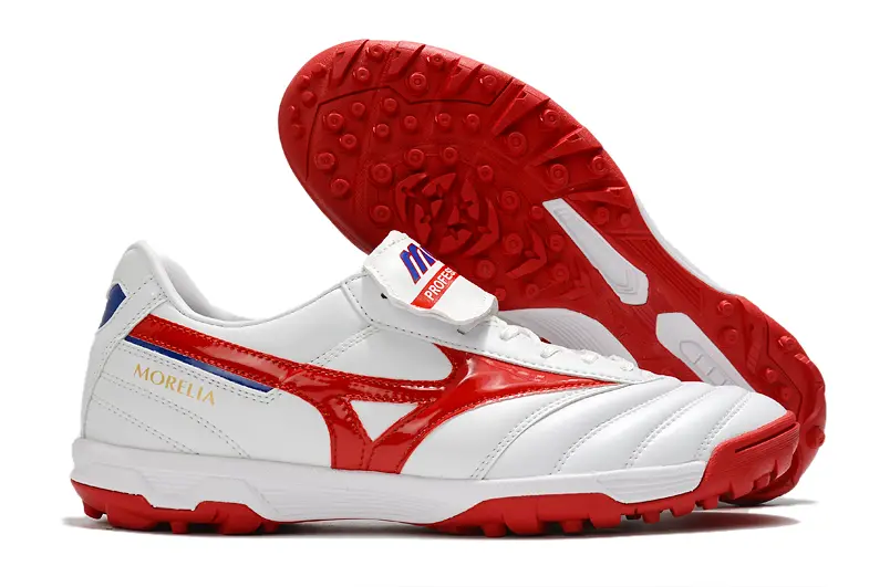 Mizuno Morelia Sala Classic TF - White/Crimson Red/Blue Accent