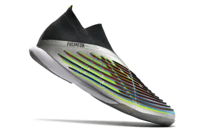 Adidas Predator Edge+ Laceless IC - Silver/Electric Green/Rainbow Stripes