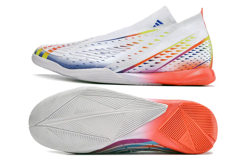 Adidas Predator Edge+ Laceless IC - White/Vibrant Blue/Fiery Orange