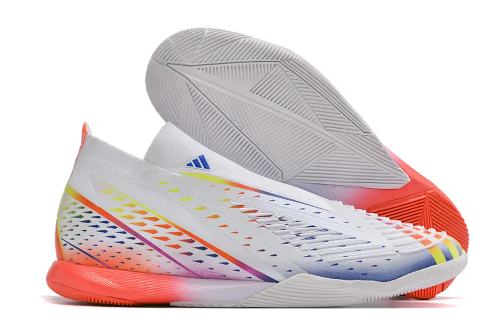 Adidas Predator Edge+ Laceless IC - White/Vibrant Blue/Fiery Orange