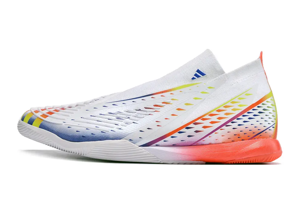 Adidas Predator Edge+ Laceless IC - White/Vibrant Blue/Fiery Orange