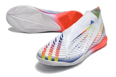 Adidas Predator Edge+ Laceless IC - White/Vibrant Blue/Fiery Orange