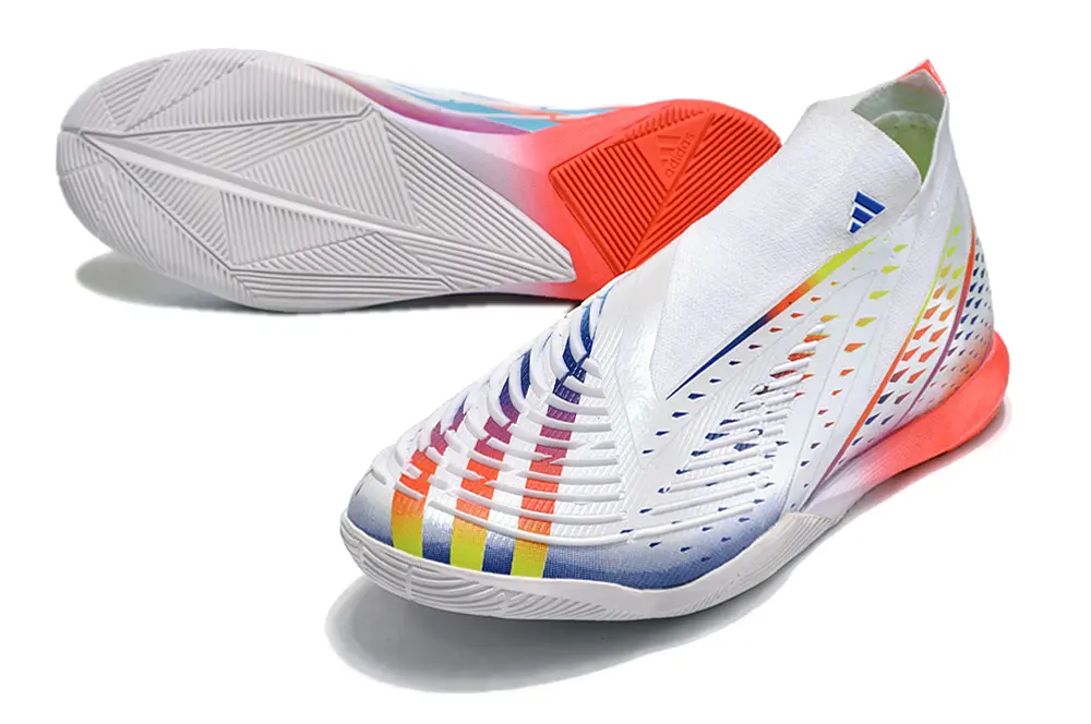 Adidas Predator Edge+ Laceless IC - White/Vibrant Blue/Fiery Orange