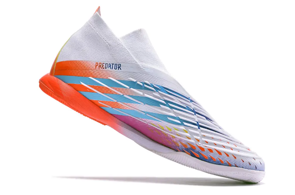 Adidas Predator Edge+ Laceless IC - White/Vibrant Blue/Fiery Orange