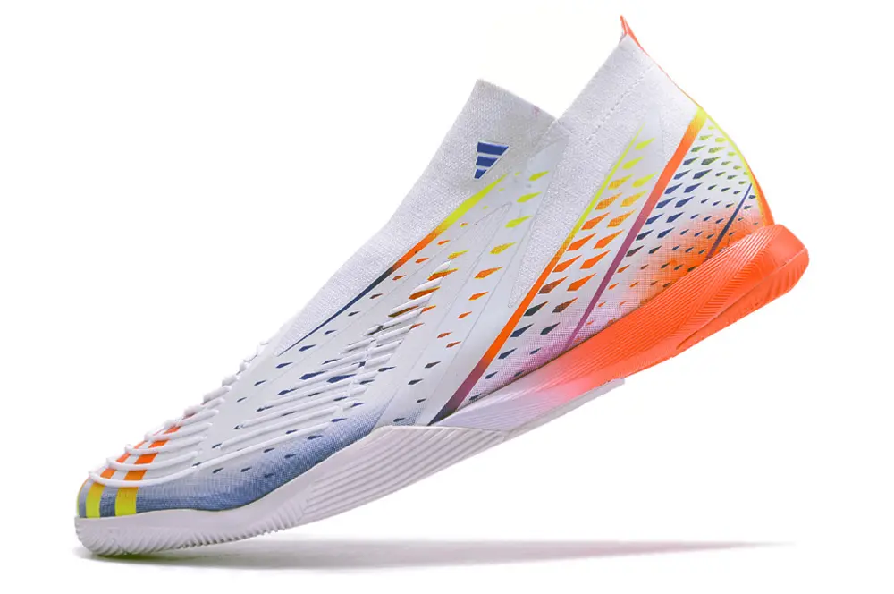 Adidas Predator Edge+ Laceless IC - White/Vibrant Blue/Fiery Orange