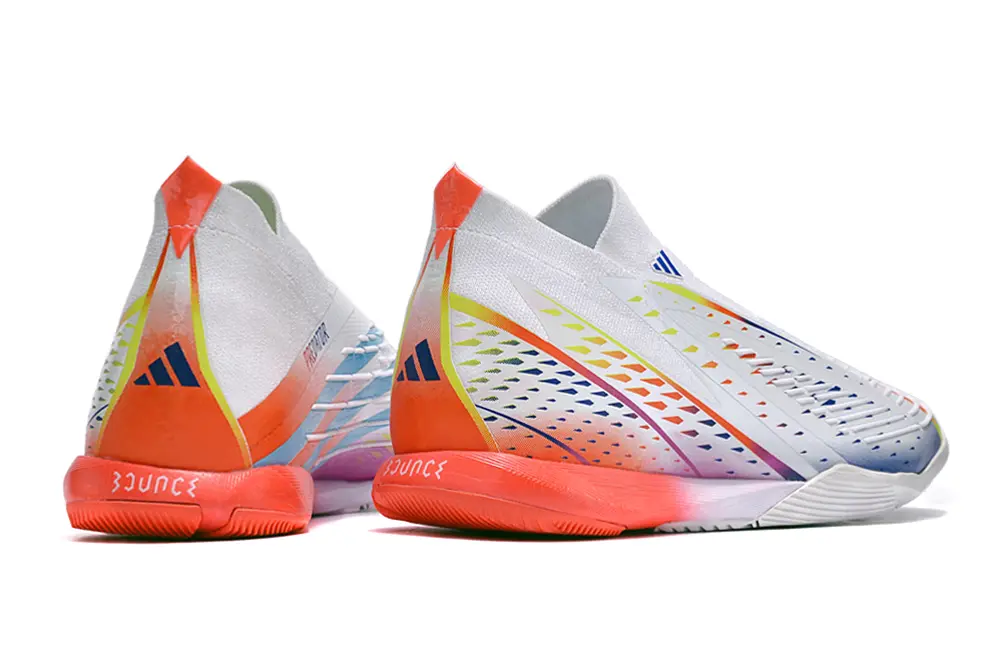 Adidas Predator Edge+ Laceless IC - White/Vibrant Blue/Fiery Orange