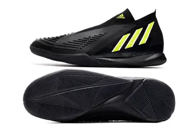 Adidas Predator Edge+ Laceless IC - Black/Neon Yellow/Graphite Grey