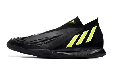 Adidas Predator Edge+ Laceless IC - Black/Neon Yellow/Graphite Grey