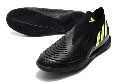 Adidas Predator Edge+ Laceless IC - Black/Neon Yellow/Graphite Grey