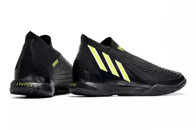 Adidas Predator Edge+ Laceless IC - Black/Neon Yellow/Graphite Grey
