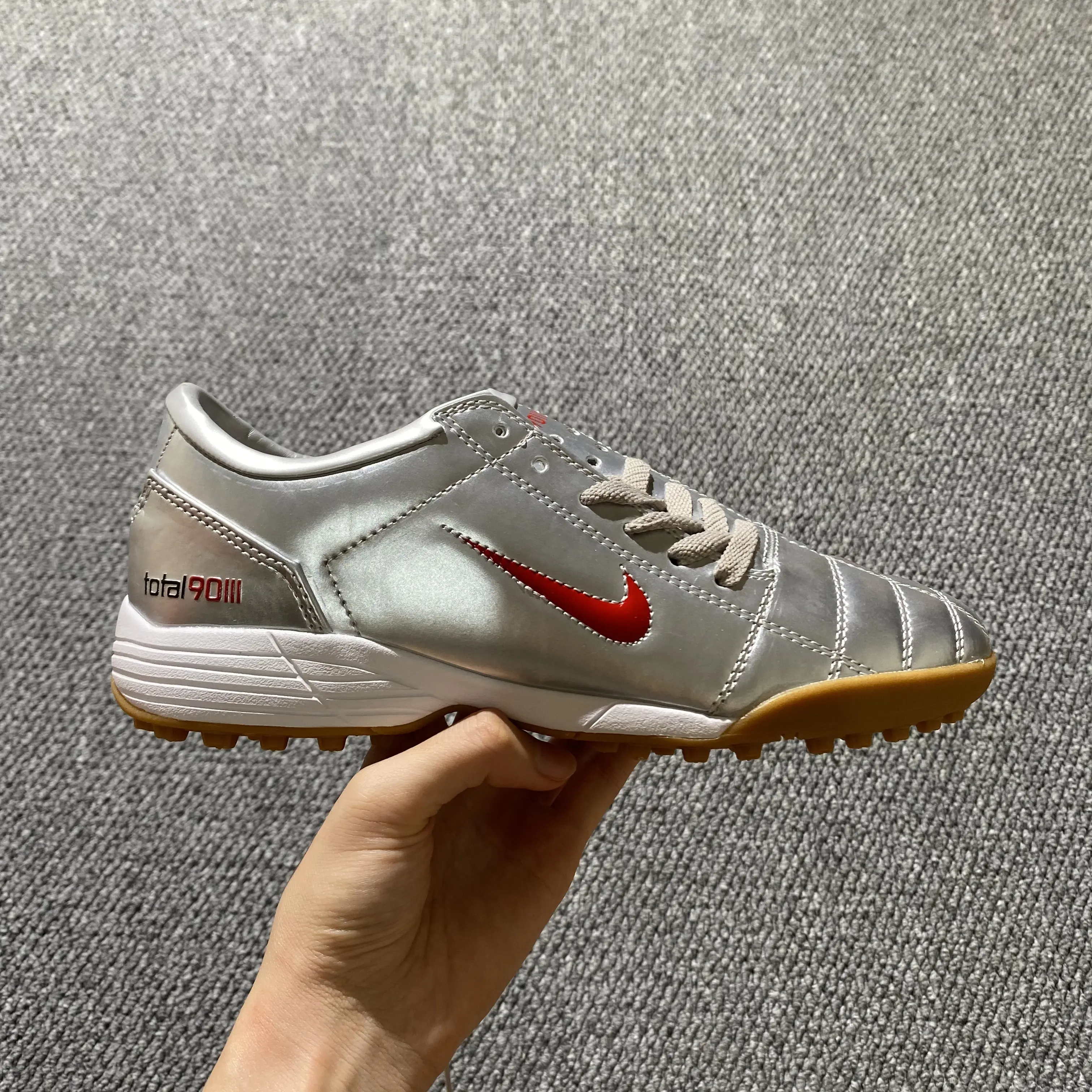 Nike Total 90 III TF - Silver/Metallic Silver/Bright Red
