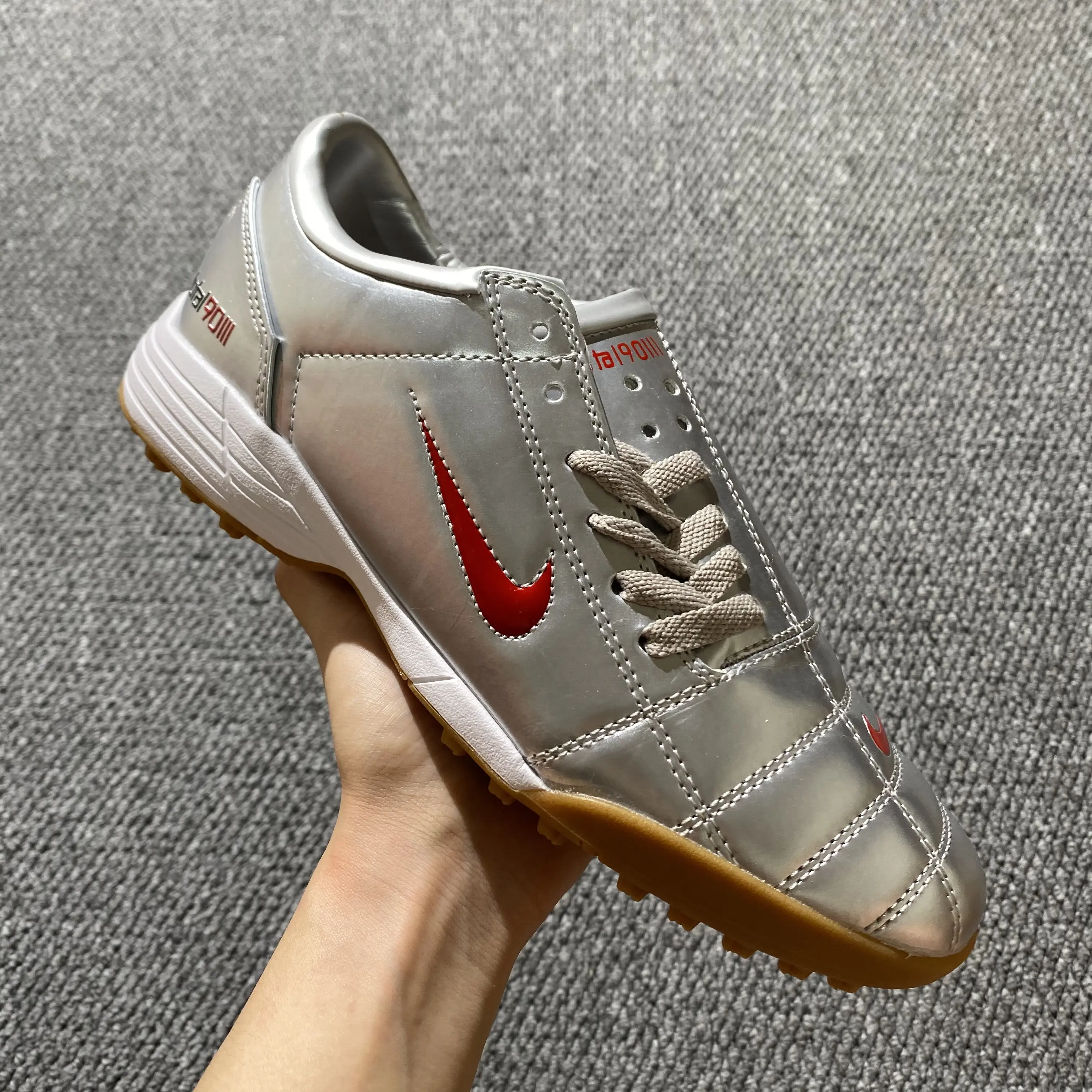 Nike Total 90 III TF - Silver/Metallic Silver/Bright Red