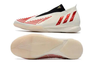 Adidas Predator Edge+ Laceless IC - White/Crimson Red/Black