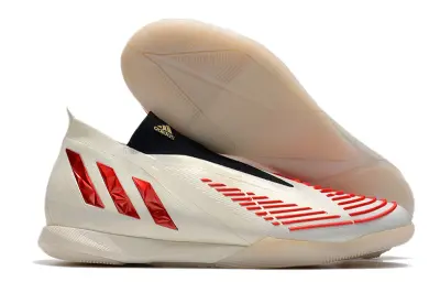 Adidas Predator Edge+ Laceless IC - White/Crimson Red/Black