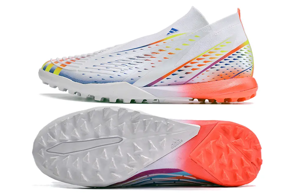 Adidas Predator Edge+ Laceless TF - White/Gradient Blue/Fiery Orange