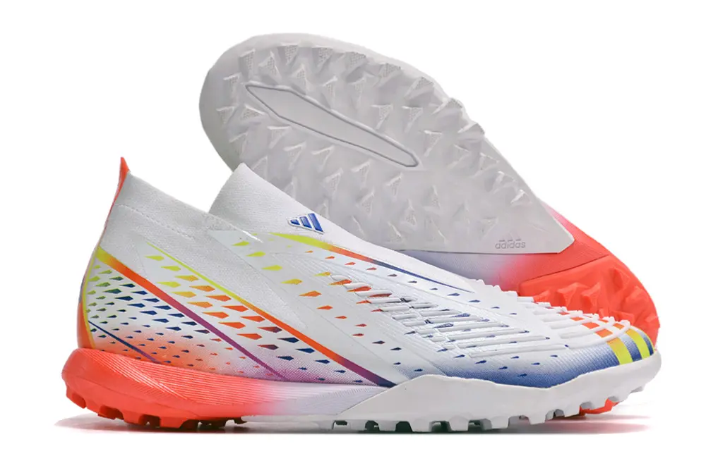 Adidas Predator Edge+ Laceless TF - White/Gradient Blue/Fiery Orange