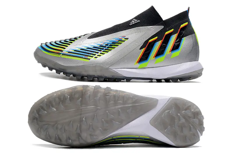 Adidas Predator Edge+ Laceless TF - Silver/Electric Blue/Neon Yellow