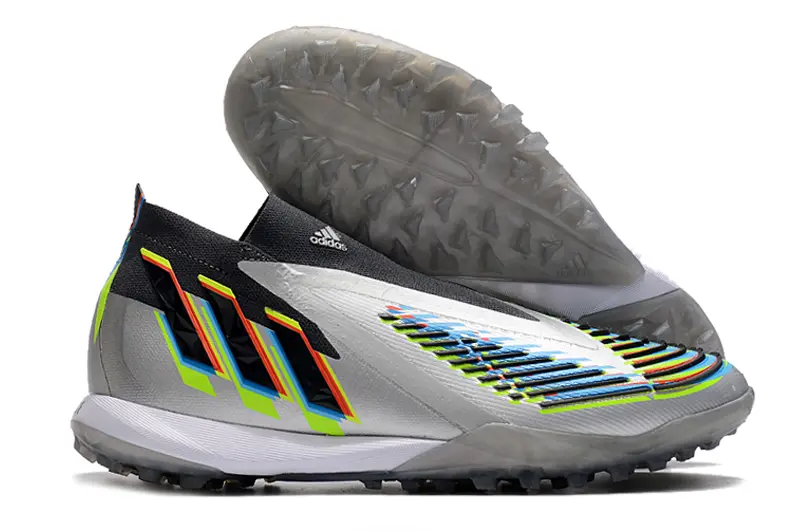 Adidas Predator Edge+ Laceless TF - Silver/Electric Blue/Neon Yellow
