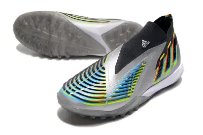 Adidas Predator Edge+ Laceless TF - Silver/Electric Blue/Neon Yellow