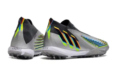 Adidas Predator Edge+ Laceless TF - Silver/Electric Blue/Neon Yellow