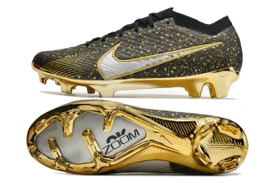 Nike Air Zoom Mercurial Vapor 15 Elite FG - Black/Metallic Gold/Glossy Silver
