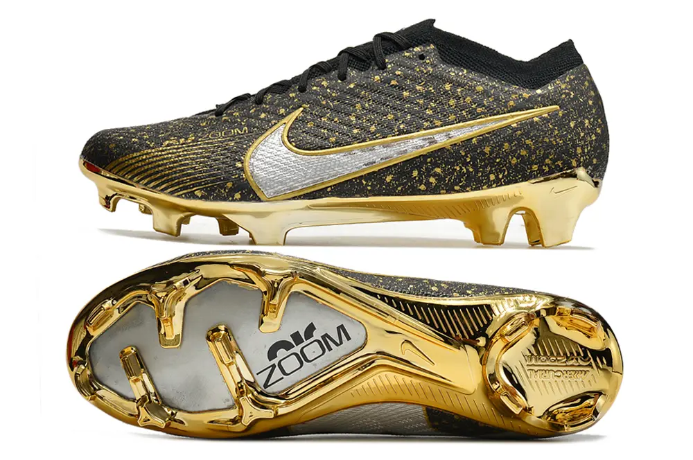 Nike Air Zoom Mercurial Vapor 15 Elite FG - Black/Metallic Gold/Glossy Silver