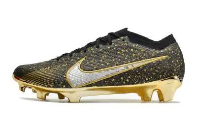 Nike Air Zoom Mercurial Vapor 15 Elite FG - Black/Metallic Gold/Glossy Silver