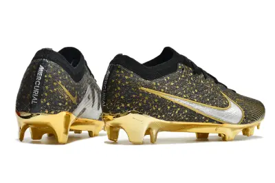 Nike Air Zoom Mercurial Vapor 15 Elite FG - Black/Metallic Gold/Glossy Silver