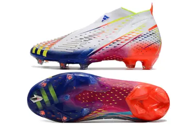 Adidas Predator Edge+ Laceless FG - White/Electric Blue/Fiery Red