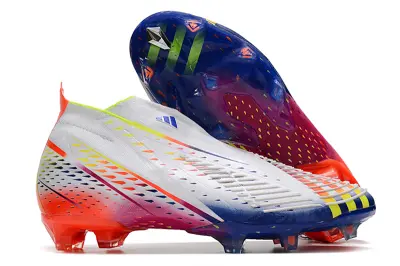 Adidas Predator Edge+ Laceless FG - White/Electric Blue/Fiery Red