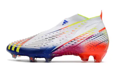 Adidas Predator Edge+ Laceless FG - White/Electric Blue/Fiery Red
