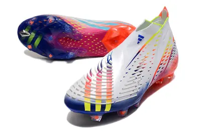 Adidas Predator Edge+ Laceless FG - White/Electric Blue/Fiery Red