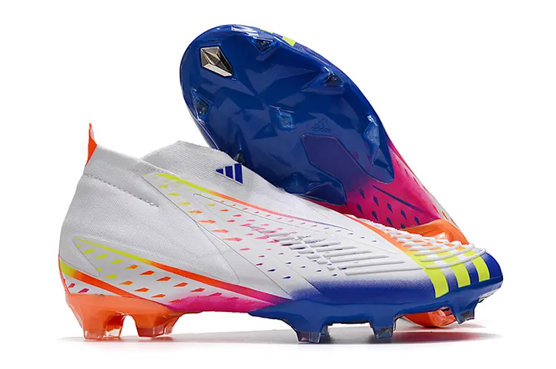 Adidas Predator Edge+ Laceless FG - White/Vibrant Blue/Electric Orange