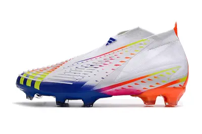Adidas Predator Edge+ Laceless FG - White/Vibrant Blue/Electric Orange