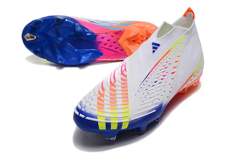 Adidas Predator Edge+ Laceless FG - White/Vibrant Blue/Electric Orange