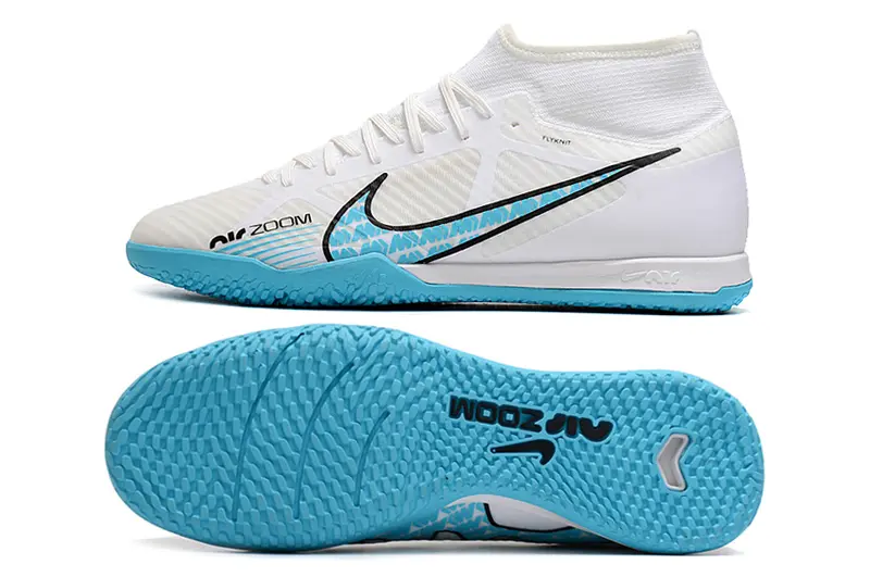 Nike Air Zoom Mercurial Superfly 9 Academy IC - White/Aqua Blue/Sky Blue
