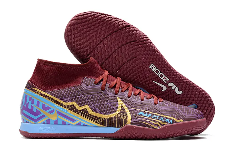 Nike Air Zoom Mercurial Superfly 9 Academy IC - Maroon/Deep Burgundy/Electric Blue