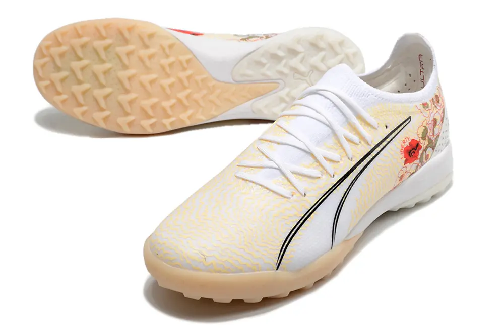 Puma Ultra Ultimate TF - White/Soft Yellow/Floral Red